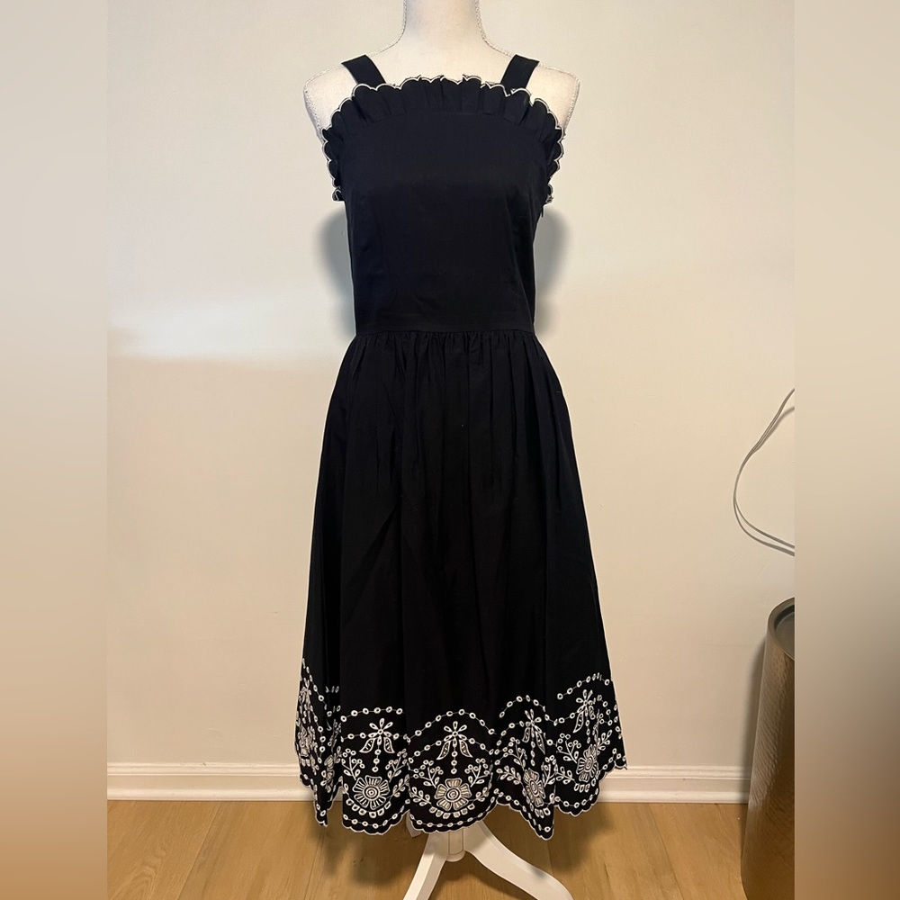 Sea New York Navy Cotton Dress with Cream Embroidery